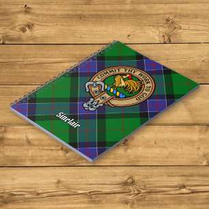 Caderno Espiral Clan Sinclair Crest sobre a Caça ao Tartan