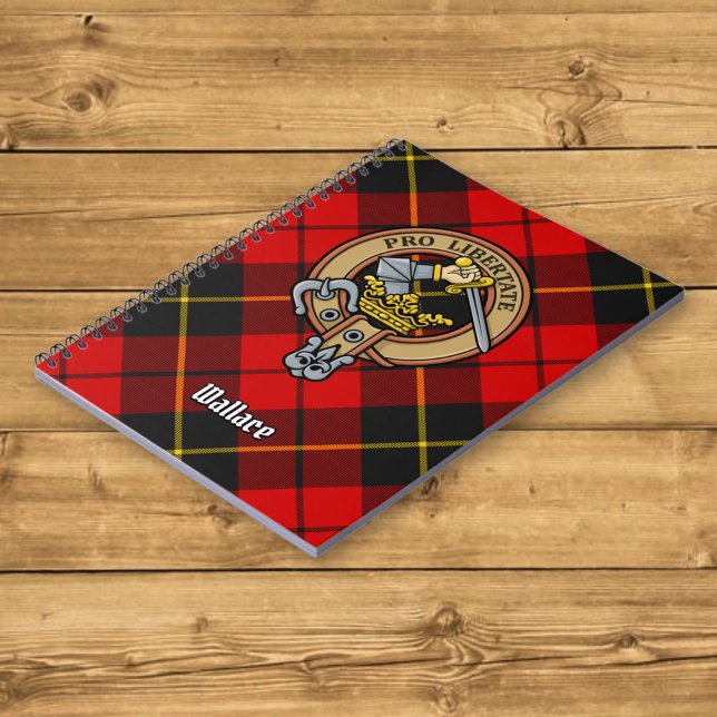 Caderno Espiral Clan Wallace Crest sobre Tartan (Criador carregado)