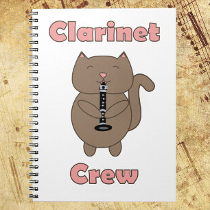 Caderno Espiral Clarinet Crew Cat Engraçado