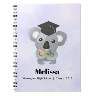 Caderno Espiral Classe de Urso Koala 20xx em Boné de formatura