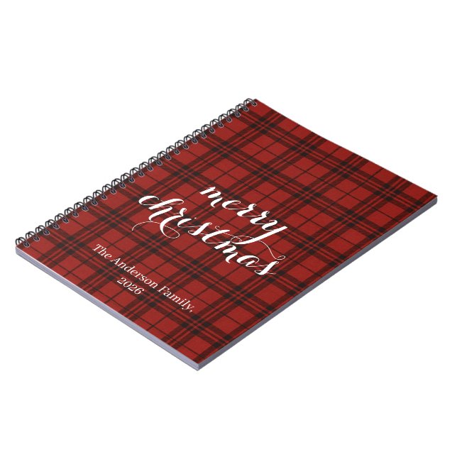 Caderno Espiral Classic Plaid Merry Christmas Festive -  (Left Side)