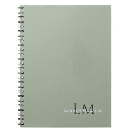 Caderno Espiral Classic Sage Green Monogram Stationery