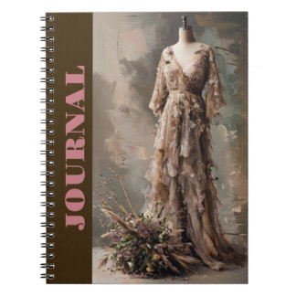 Caderno Espiral Clássico Beige Pequeno Vestido Preto LBD Vintage