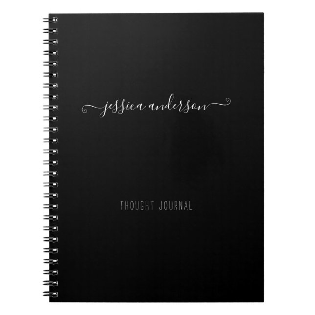 Caderno Espiral Clássico Black Modern Calliografia Girly Script (Frente)