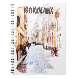 Caderno Espiral Clássico Bordéus France Watercolor Viagem