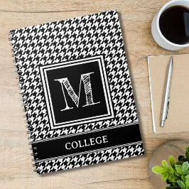 Caderno Espiral Clássico, preto e branco, com monograma