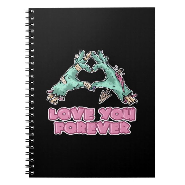 Caderno Espiral Clássico Zombie - Coração E Mãos De Esqueleto (Frente)