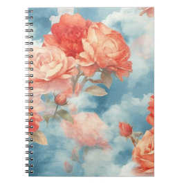 Caderno Espiral Clássicos - Rosas Rosa e Vermelha Angelicais em nu