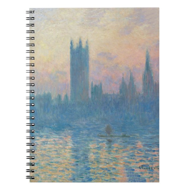 Caderno Espiral Claude Monet Casas do Parlamento Pôr do Sol (Frente)