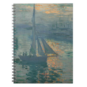 Caderno Espiral Claude Monet Nascer do Sol Marinho Barco de Vela I
