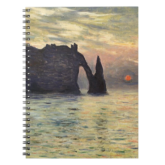 Caderno Espiral Cliff Etretat, Sunset de Claude Monet (Frente)