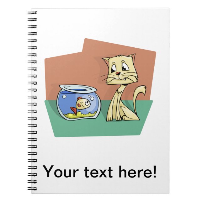 Caderno Espiral Clipe de gato e de tigela (Frente)