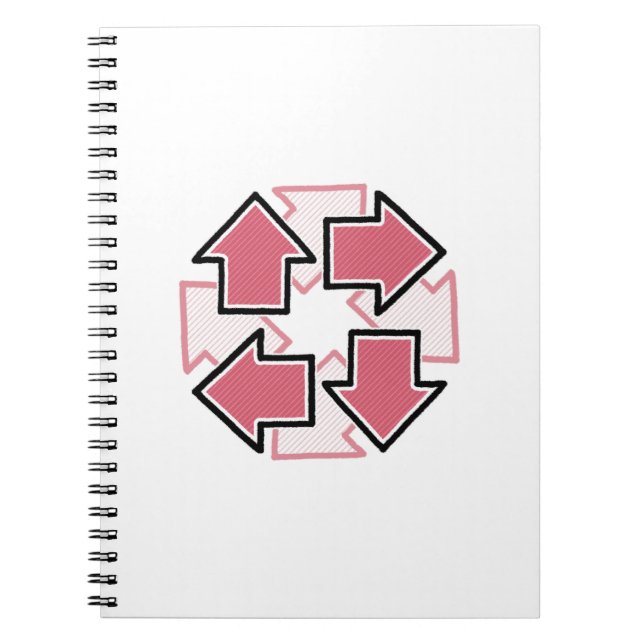 Caderno Espiral Clockwise Arrows Minimal Geometric Red (Frente)