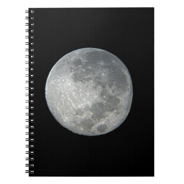 Caderno Espiral Close-Up Lua Cheia no Céu Noturno. Fotografia (Frente)