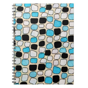 Caderno Espiral close-up of retro shirt style1960s,background,blue