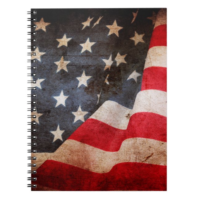 Caderno Espiral Closeup of grunge American flagamerica, americano, (Frente)