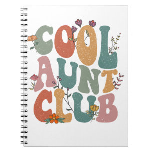 Caderno Espiral Clube da tia legal, texto floral retrô, camiseta p