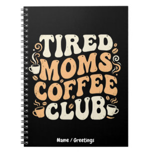 Caderno Espiral Clube de Café das Mães Cansadas Retro Estética Vin