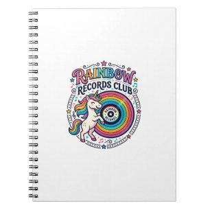 Caderno Espiral Clube de Registros de Arco-Íris de Unicórnio Fundo