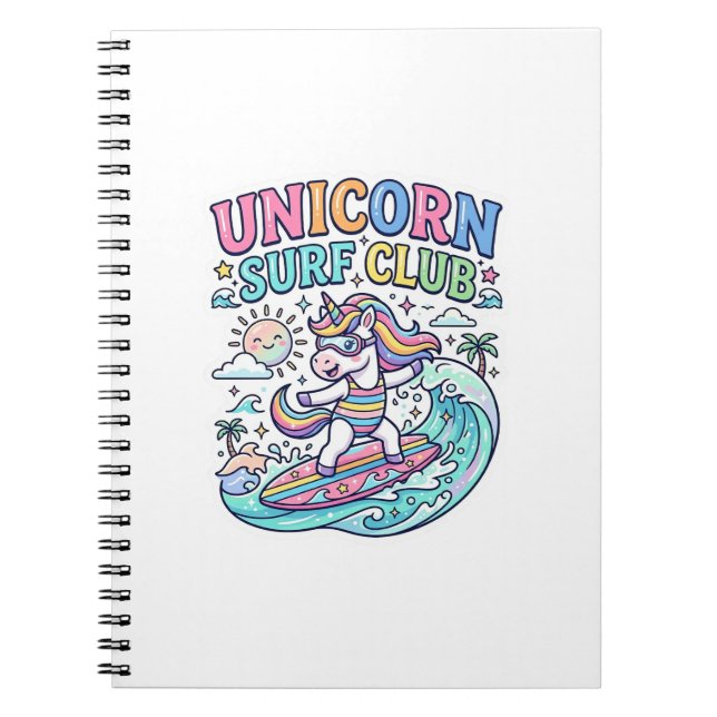Caderno Espiral Clube de Surfe Unicórnio (Frente)
