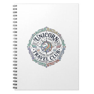 Caderno Espiral Clube de Viagens Unicórnio Design Original Zazzle_