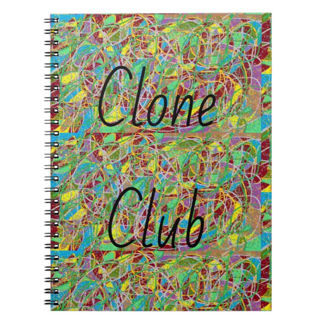 Caderno Espiral Clube do clone da arte abstracta preta órfão (Frente)