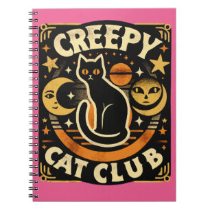 Caderno Espiral Clube do Gato Assustador – Design Retro de Gato Pr
