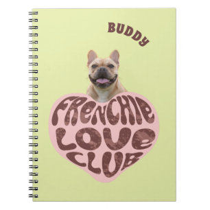 Caderno Espiral Clube Frenchie Love   Foto e Nome Personalizados P