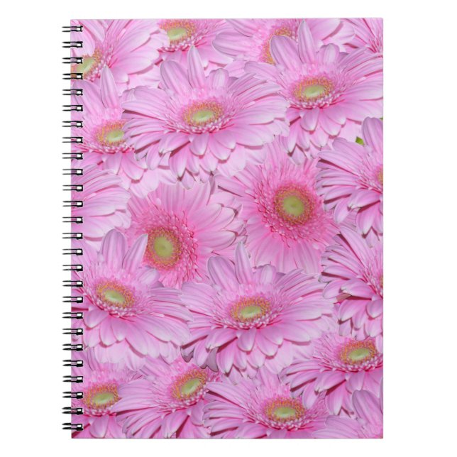 Caderno Espiral Clusters de Flor de Gerbera Rosa, (Frente)