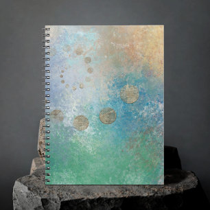 Caderno Espiral Coastal Grunge   Azul e Verde Dourado