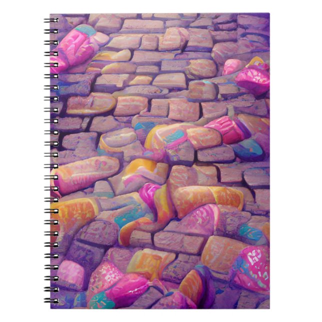 Caderno Espiral Cobblestones cores psicodélicas arte gráfica (Frente)