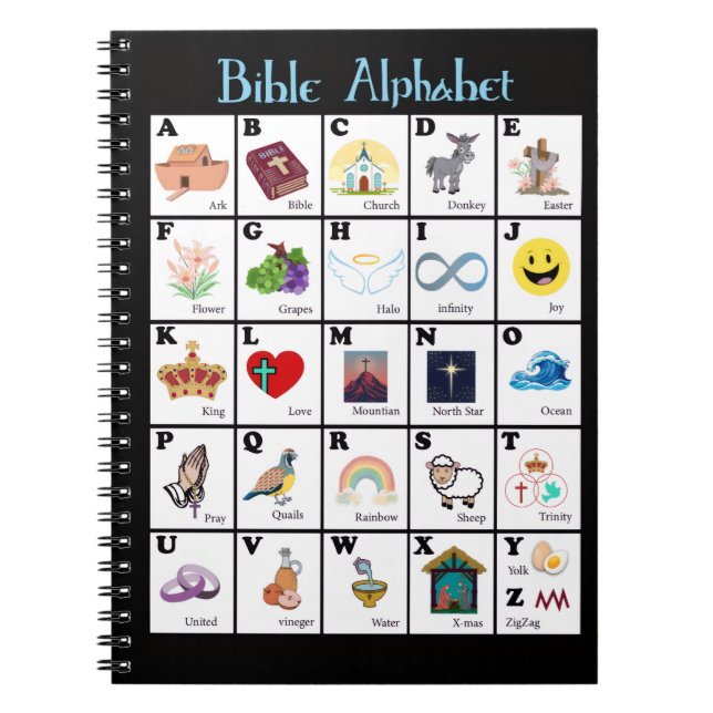 Caderno Espiral Cobertor Alfabeto Bíblico (Frente)