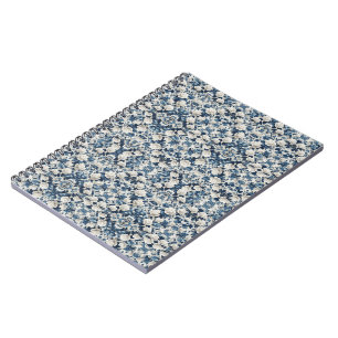 Caderno Espiral Cobertor com Padrão de Damasco Floral Azul