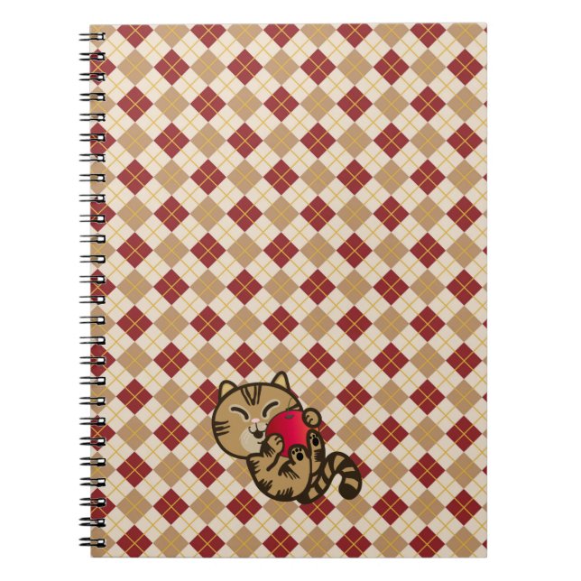 Caderno Espiral cobertor de bebês de gato e maçã (Frente)
