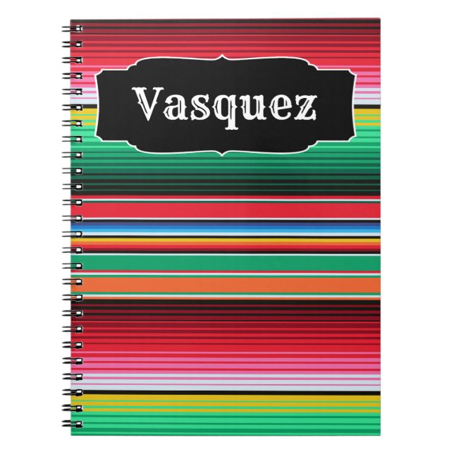 Caderno Espiral Cobertura mexicana de Serape do espanhol feito sob (Frente)