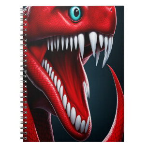 Caderno Espiral Cobra Cobra com escalas vermelhas vibrantes e olho