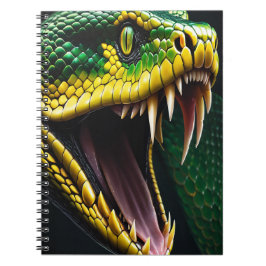 Caderno Espiral Cobra Cobra com escalas vibrantes verdes e amarela