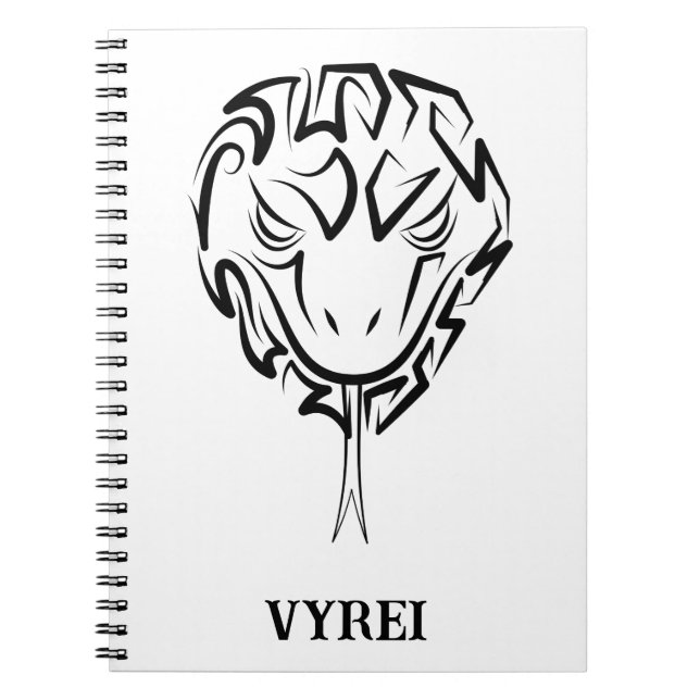 Caderno Espiral Cobra de Tribal Negro e Branco (Frente)