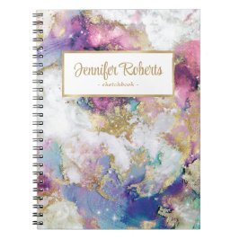 Caderno Espiral Cobra esmerilada de Mármore de Cores d'água elegan