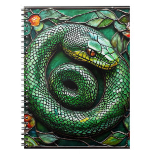 Caderno Espiral Cobra Verde Minimal Desenho Natureza