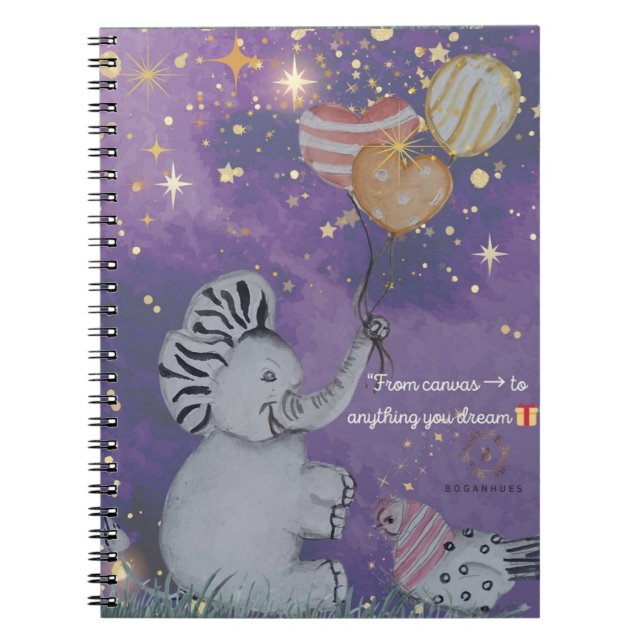 Caderno Espiral cobrir "Elephant & Polka Hen" Boganhues (Frente)