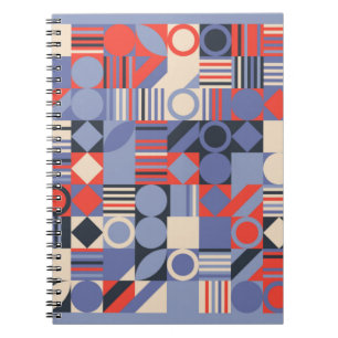 Caderno Espiral Cobrir geométricos definidos. Bauhaus retro design