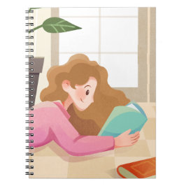 Caderno Espiral Cobrir para Notebook de Leitura por Garota Cozy
