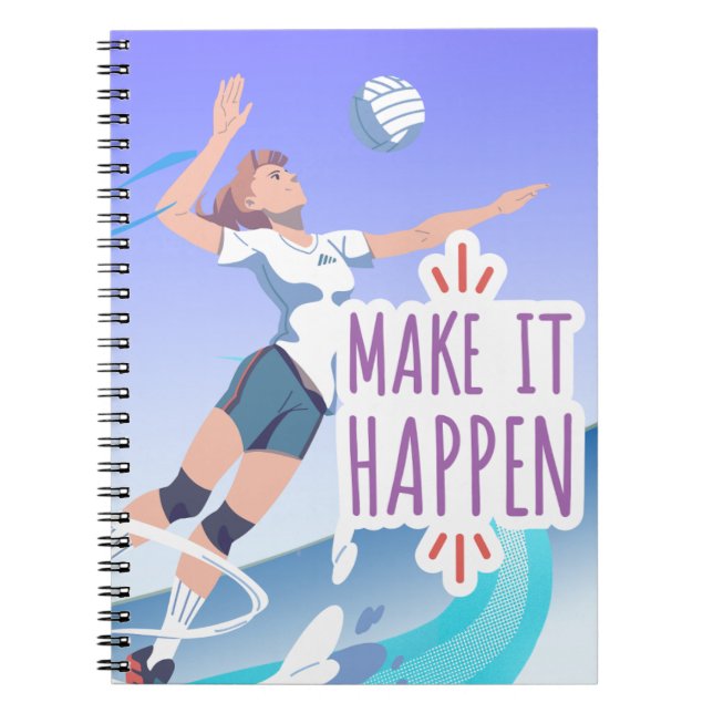 Caderno Espiral Cobrir para notebook de voleibol motivacional (Frente)