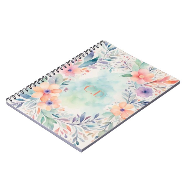 Caderno Espiral Cobrir para Notebook Floral Personalizado com Wate (Left Side)