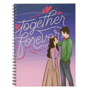 Caderno Espiral Cobrir para notebook romântico com Casal bonito de