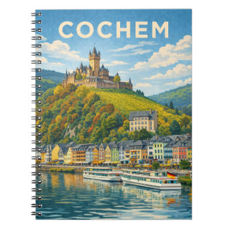Caderno Espiral Cochem Germany Vintage Travel Art