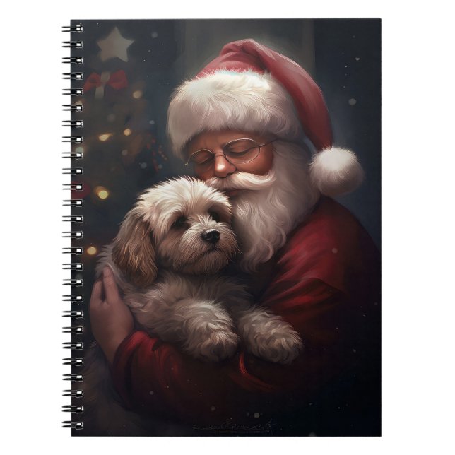 Caderno Espiral Cockapoo com Papai Noel Natal Festivo (Frente)