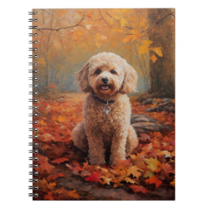Caderno Espiral Cockapoo nas Folhas do outono caem inspiração