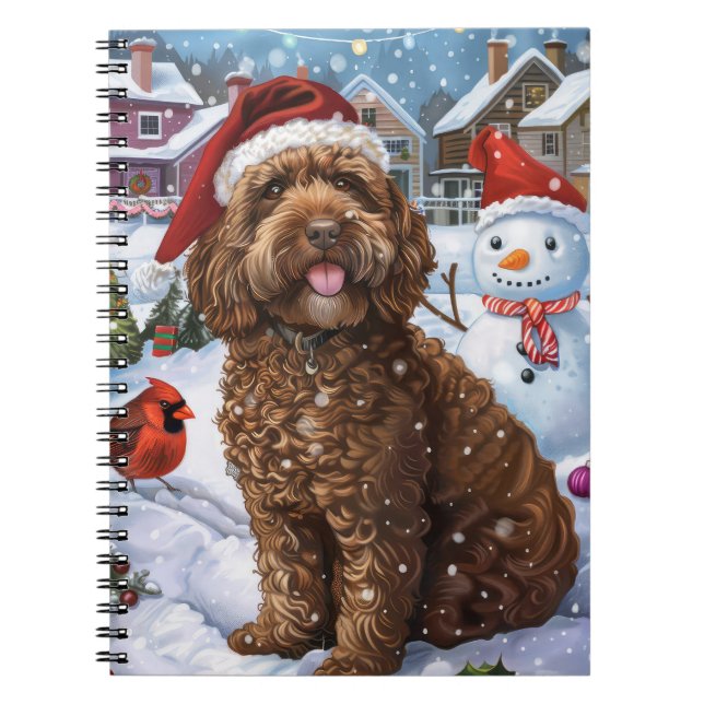 Caderno Espiral Cockapoo Terra de Maravilhas de Inverno Alegria de (Frente)